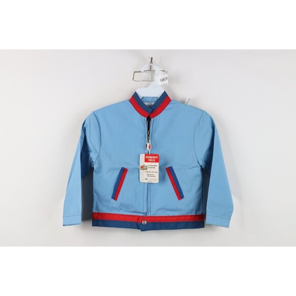 Deadstock Vintage 60s 70s Boys Toddler 5 Striped Water Repellant Bomber Jacket - Picture 1 of 15